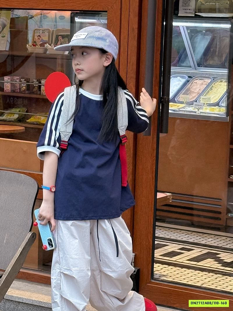 ÁO THUN CỔ TRÒN SỌC VAI TCKIDS