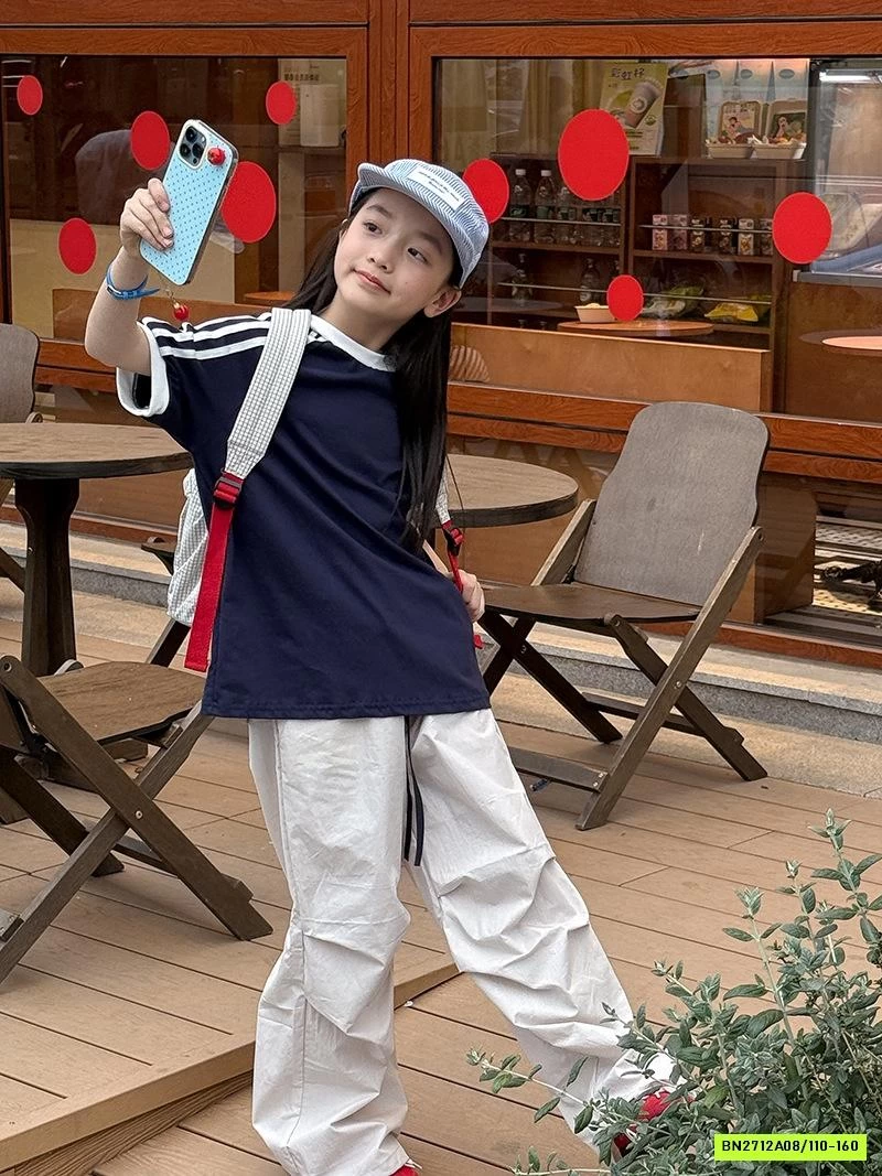 ÁO THUN CỔ TRÒN SỌC VAI TCKIDS