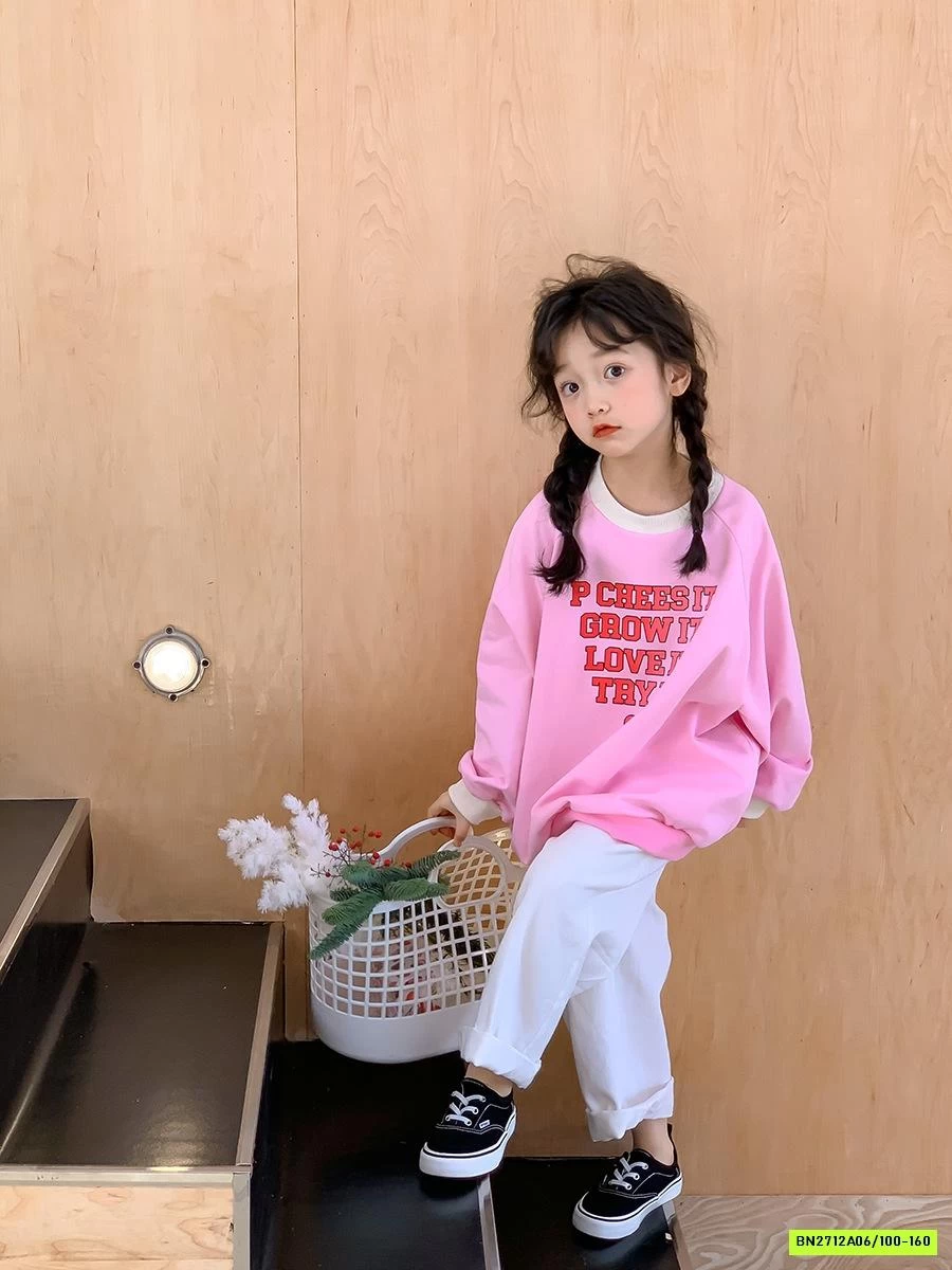 ÁO NỈ DA CÁ IN CHỮ VIỀN CỔ TCKIDS