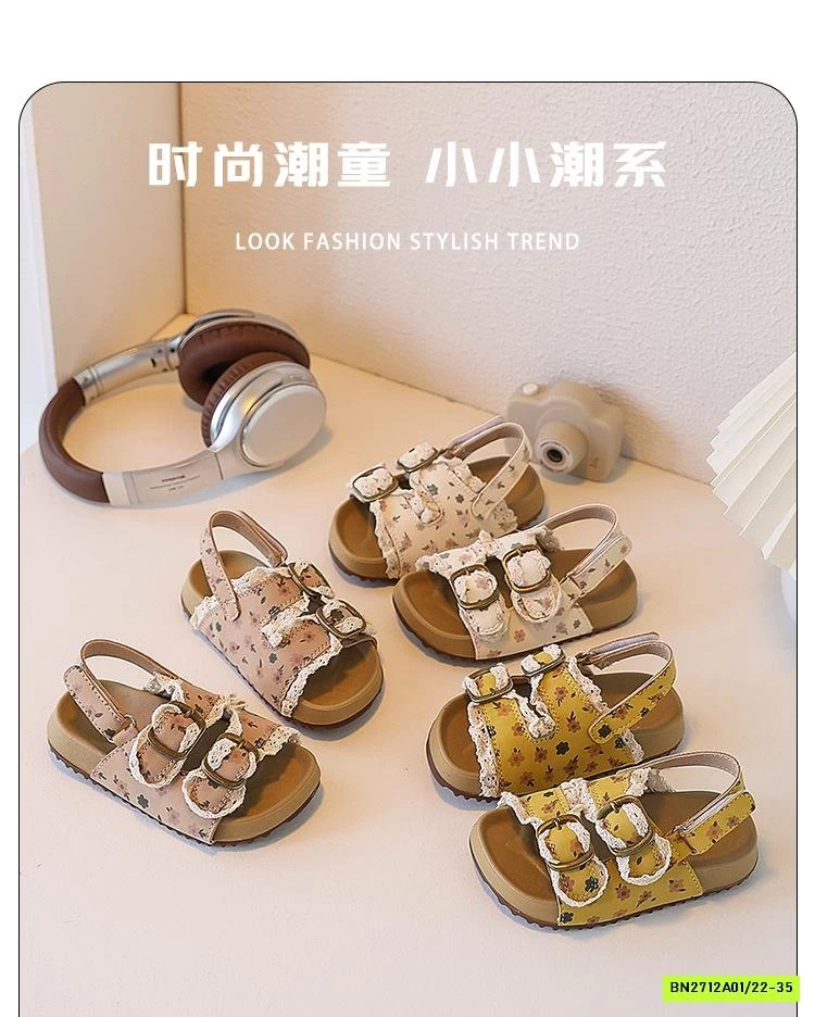 SANDAL HOA NHÍ ĐẾ KẾP VIỀN REN