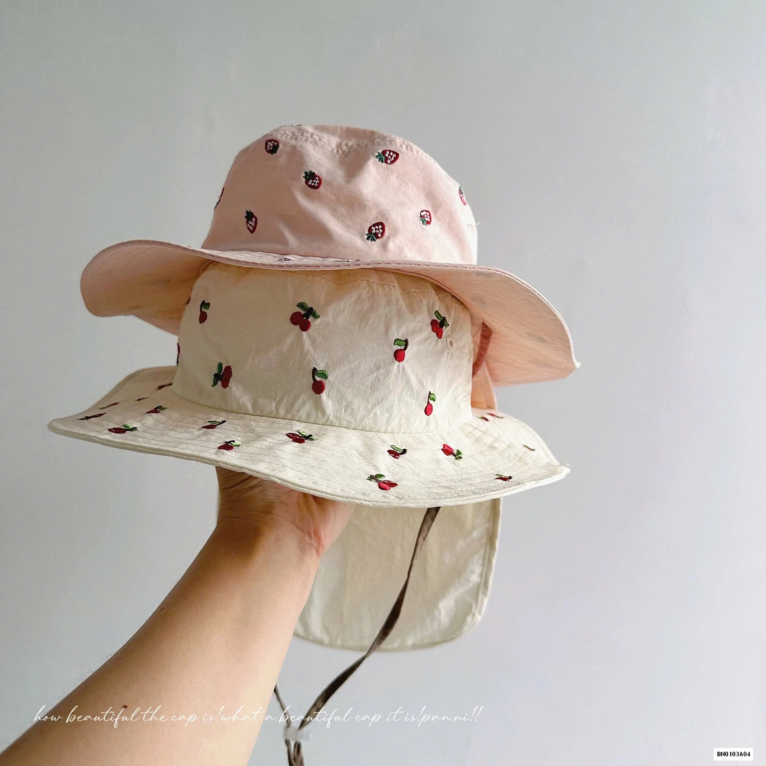 MŨ BÈO THÊU HÌNH KÈM VẠT CHE