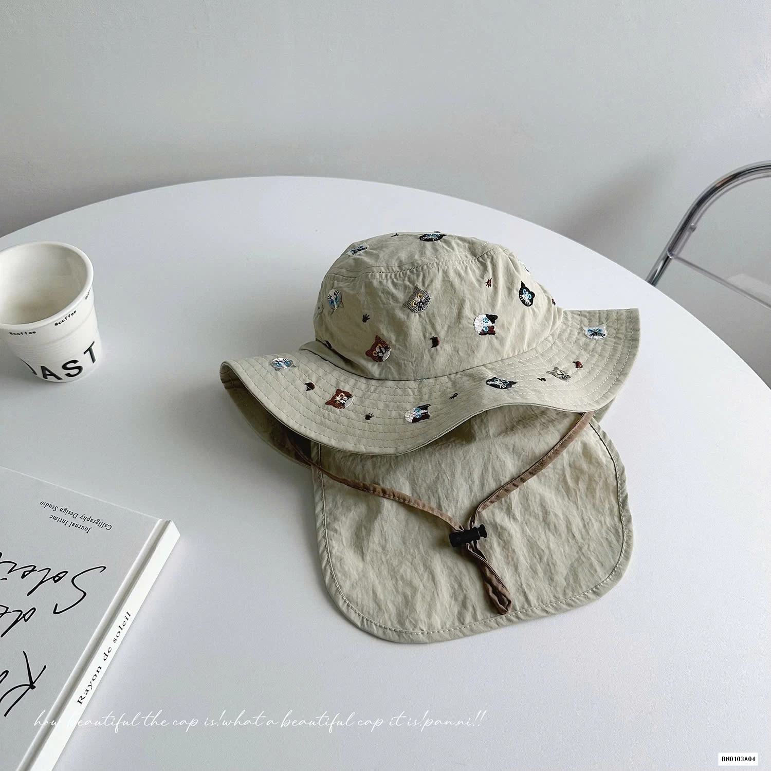 MŨ BÈO THÊU HÌNH KÈM VẠT CHE