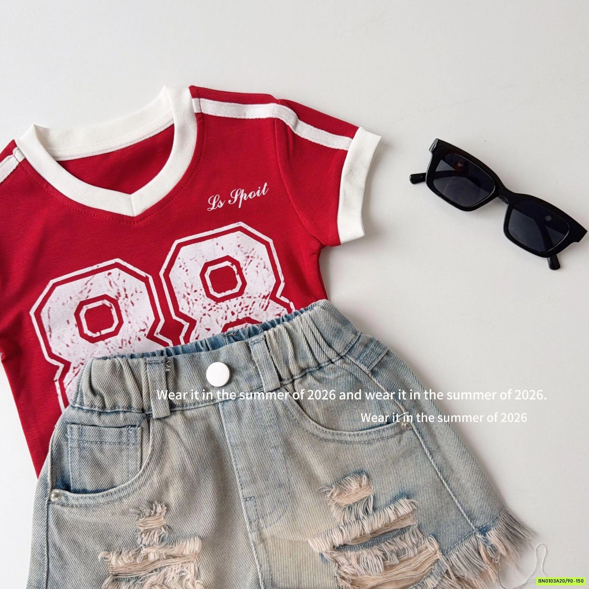 CROPTOP ĐỎ SỌC VAI 88 T&QKIDS