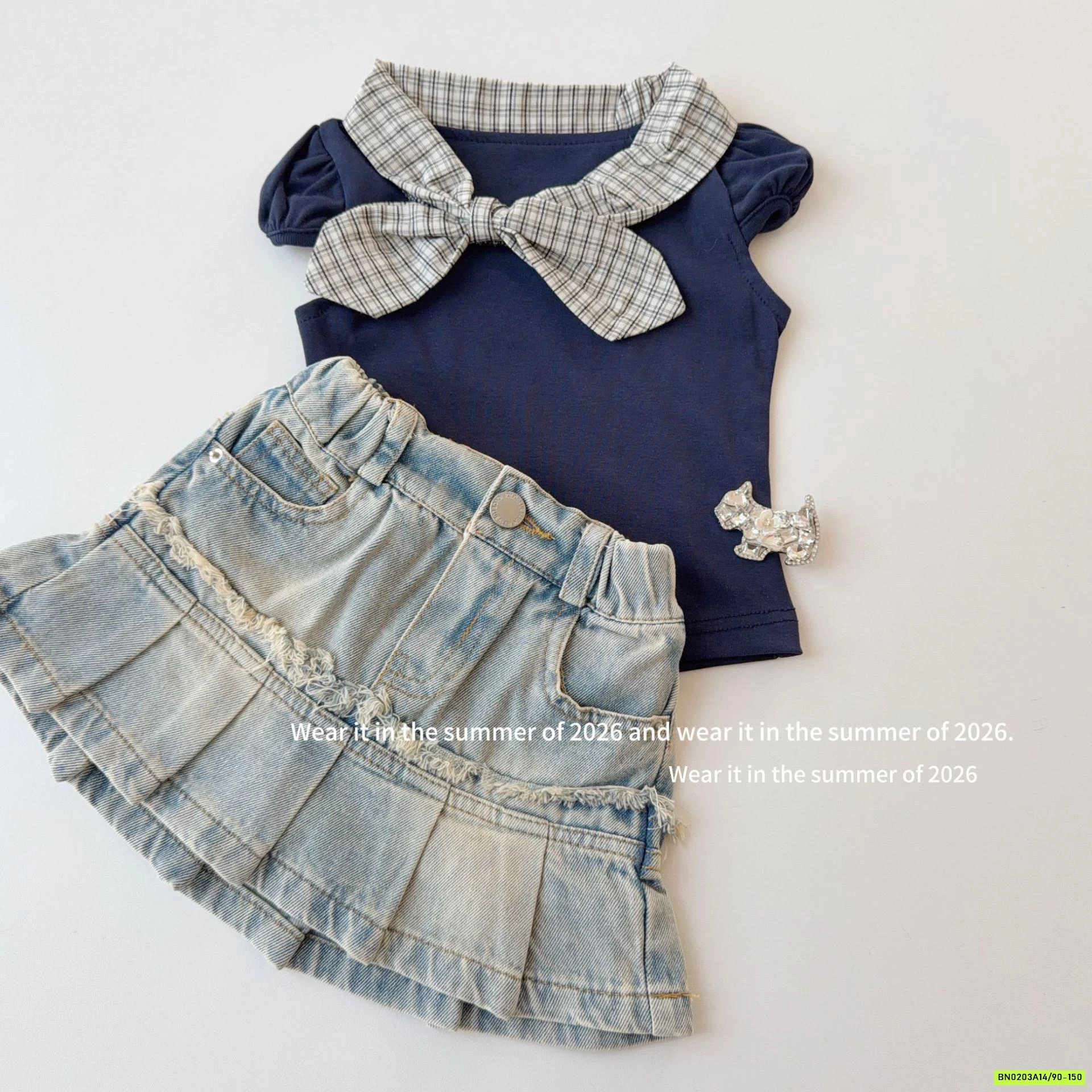 CHÂN VÁY JEANS XẾP LY TUA RUA T&QKIDS