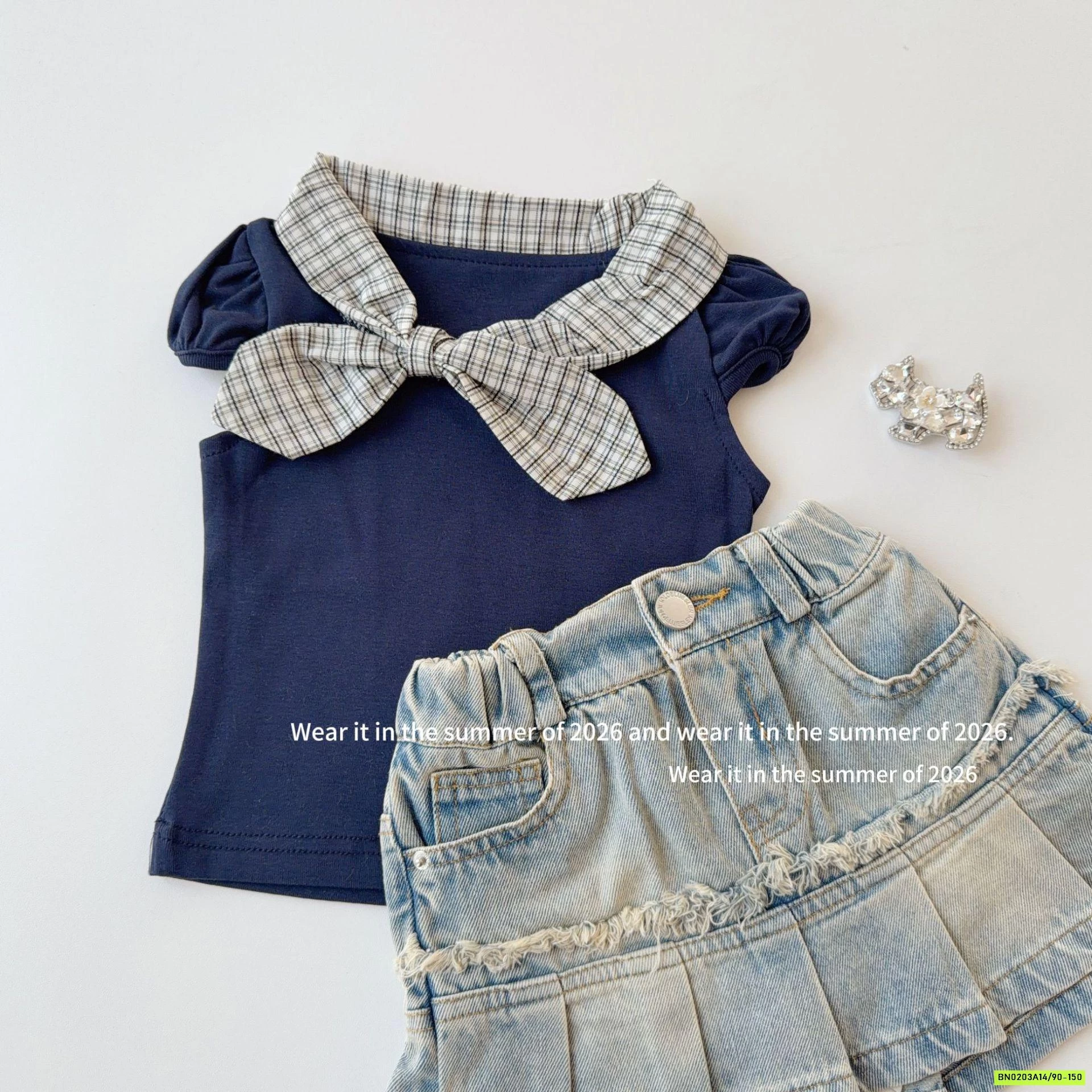 CHÂN VÁY JEANS XẾP LY TUA RUA T&QKIDS