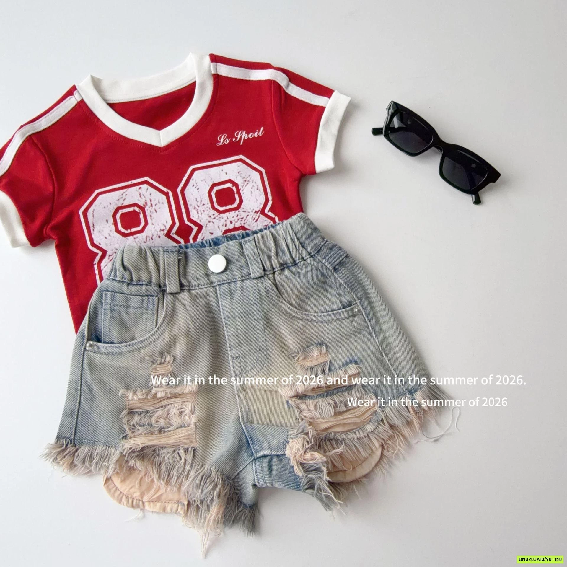 SHORT JEANS RÁCH CÁ TÍNH QKIDS