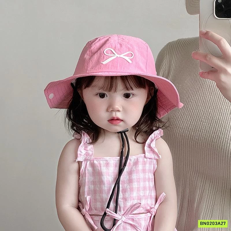 MŨ BÈO THÊU NƠ CHO BÉ