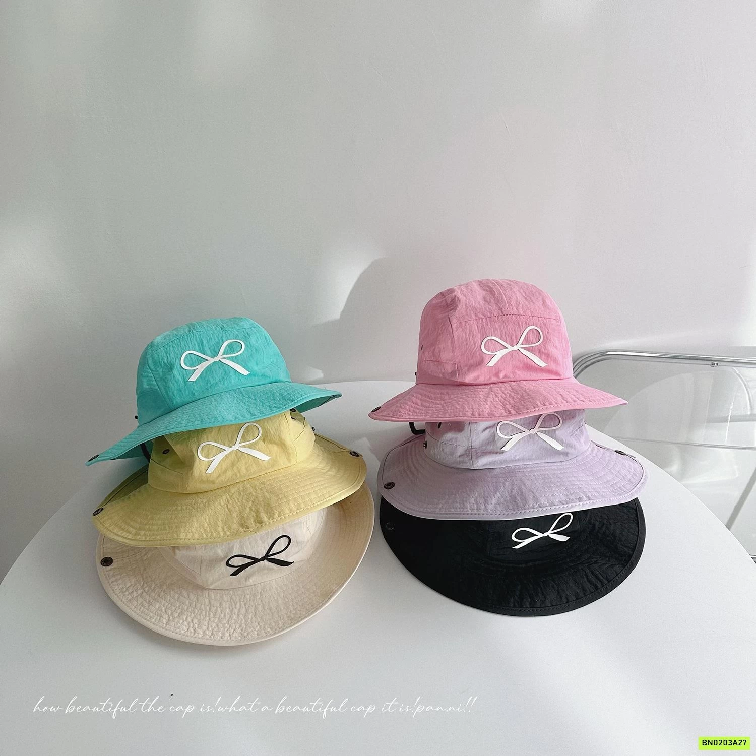 MŨ BÈO THÊU NƠ CHO BÉ