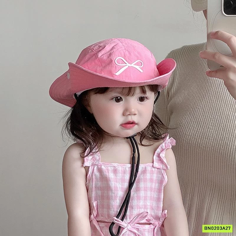 MŨ BÈO THÊU NƠ CHO BÉ