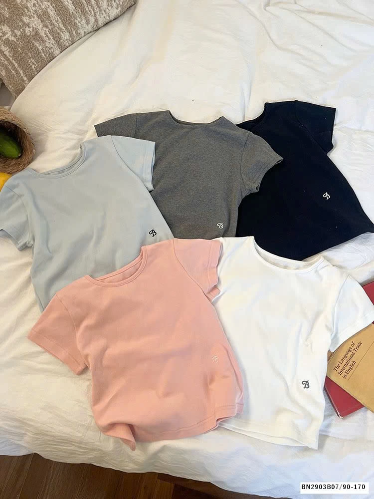 ÁO THUN TRƠN THÊU CHỮ B 25A078