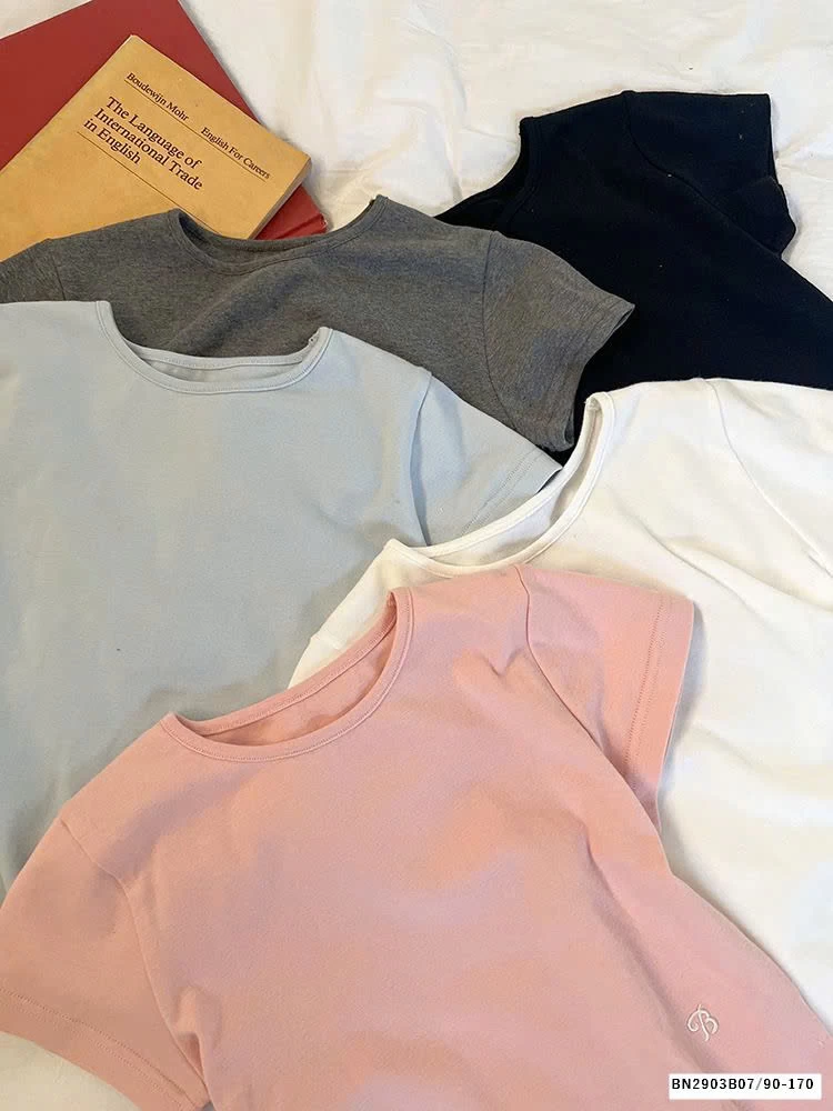 ÁO THUN TRƠN THÊU CHỮ B 25A078