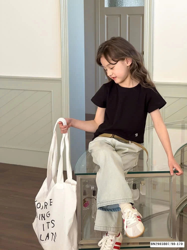 ÁO THUN TRƠN THÊU CHỮ B 25A078