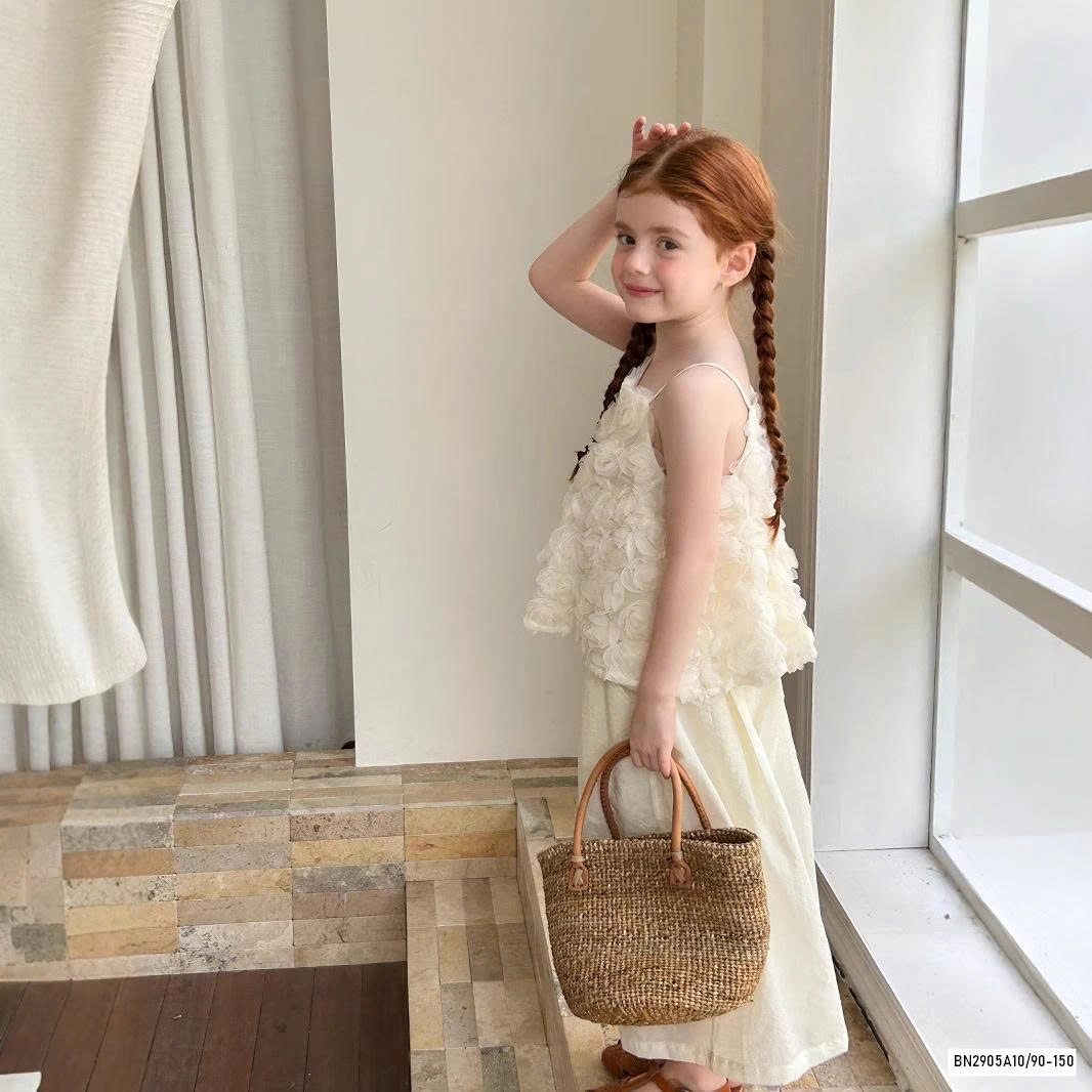 SÉT ÁO 2 DÂY HOA 3D MIX QUẦN SUÔNG