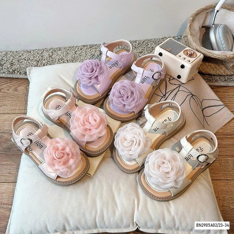 SANDAL GẮN HOA HỒNG