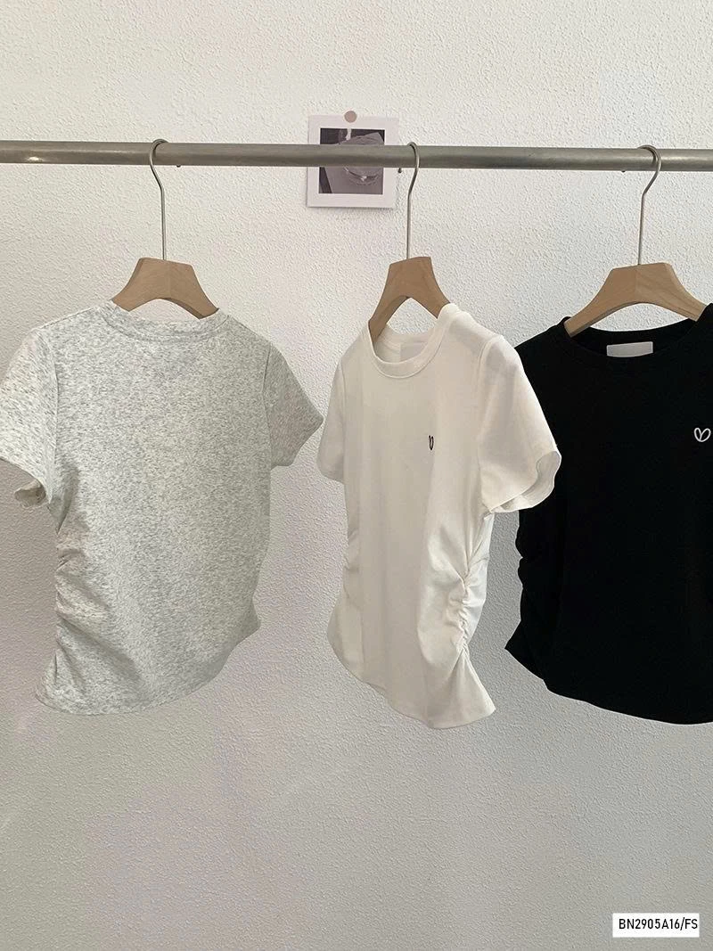 ÁO THUN RÚT EO THÊU TRÁI TIM