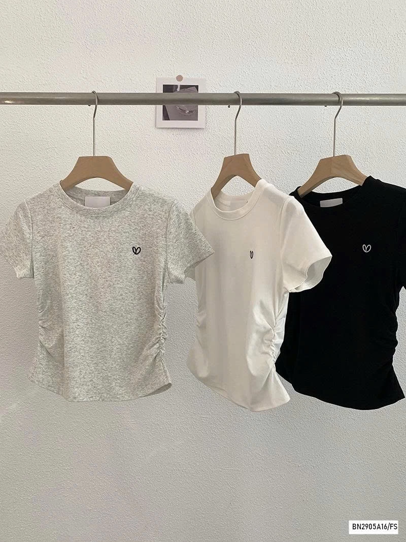 ÁO THUN RÚT EO THÊU TRÁI TIM