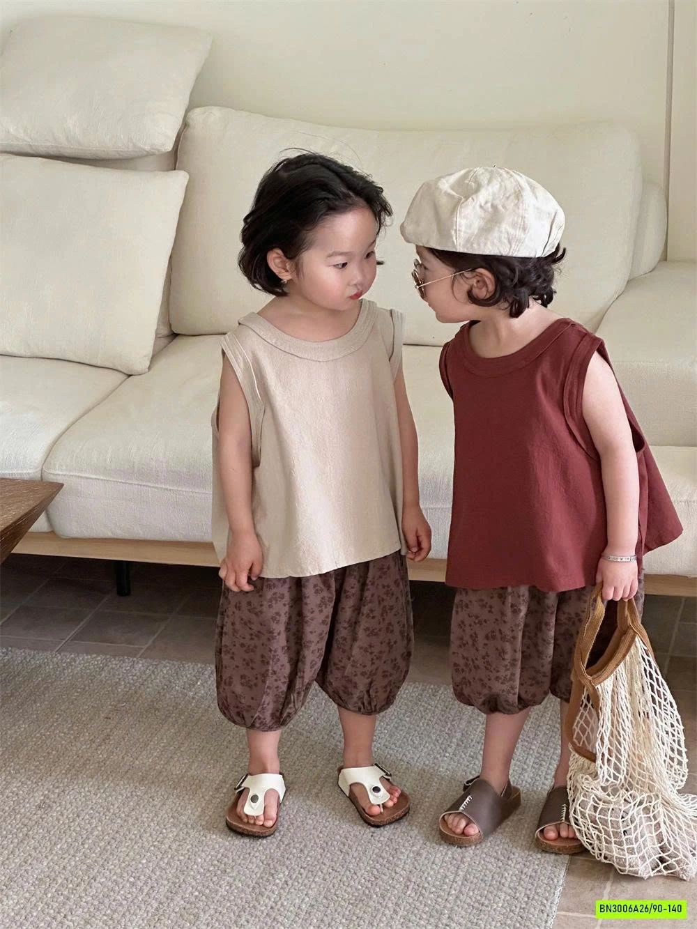 ÁO SÁT NÁCH MIX QUẦN BÍ HOA VINTAGE