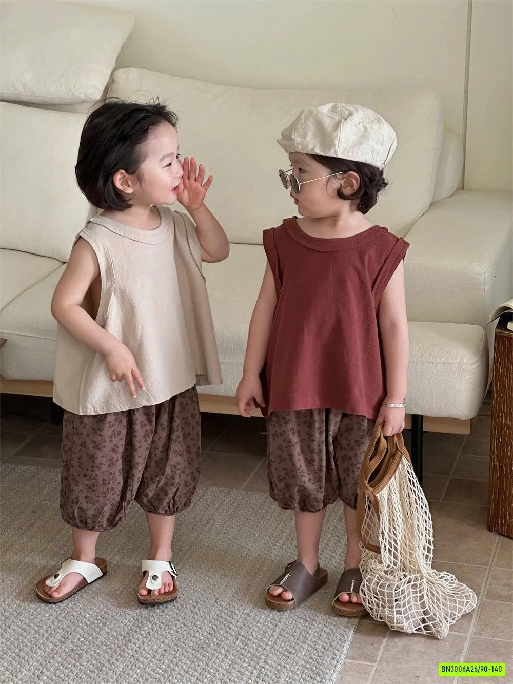 ÁO SÁT NÁCH MIX QUẦN BÍ HOA VINTAGE