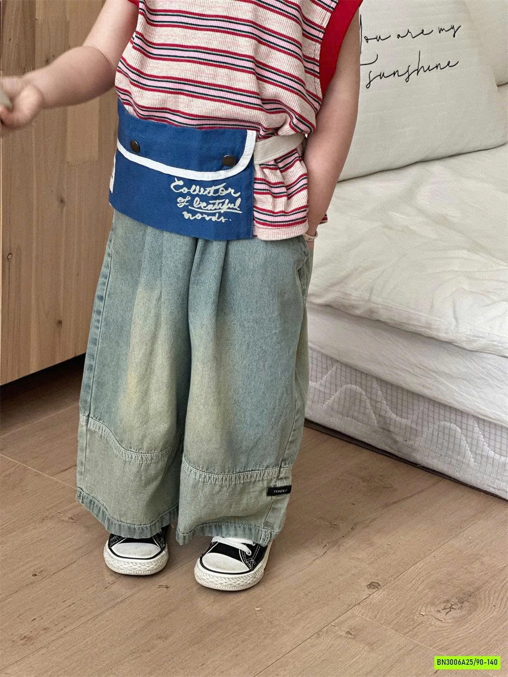 JEANS SUÔNG GẤP GẤU