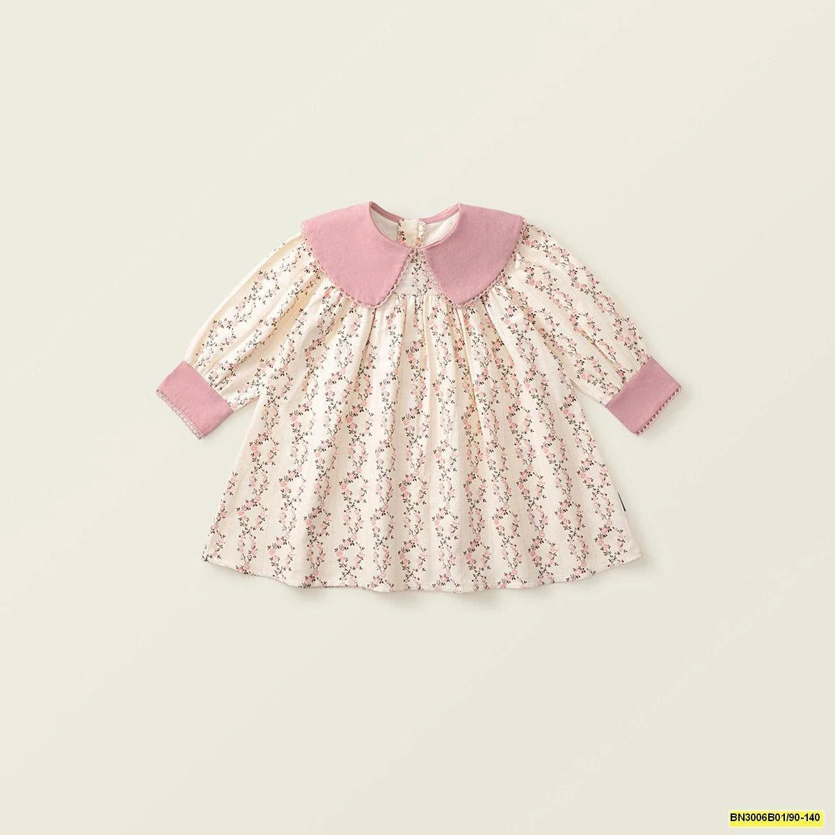 ĐẦM HOA CỔ SEN DÀI TAY