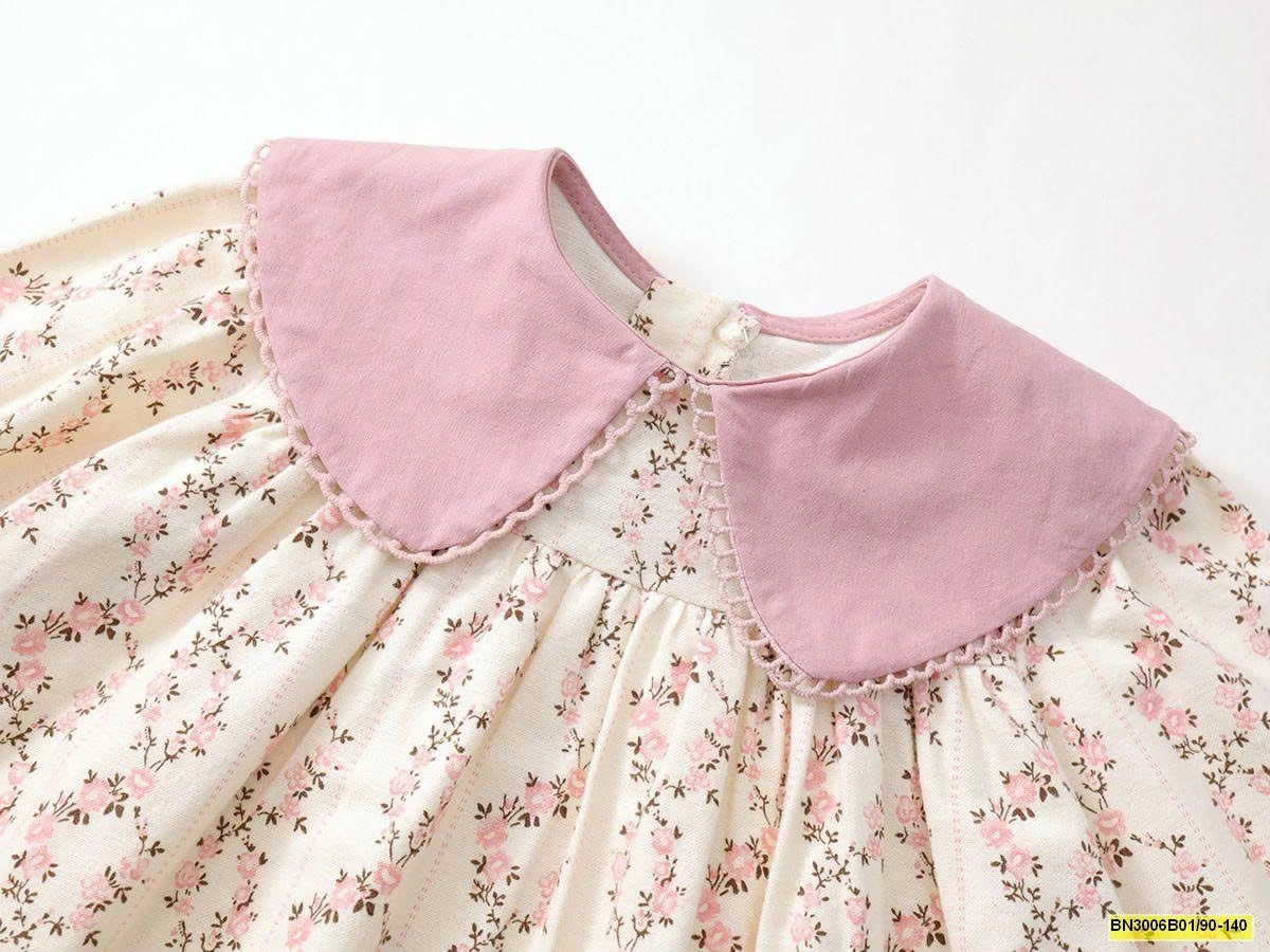 ĐẦM HOA CỔ SEN DÀI TAY