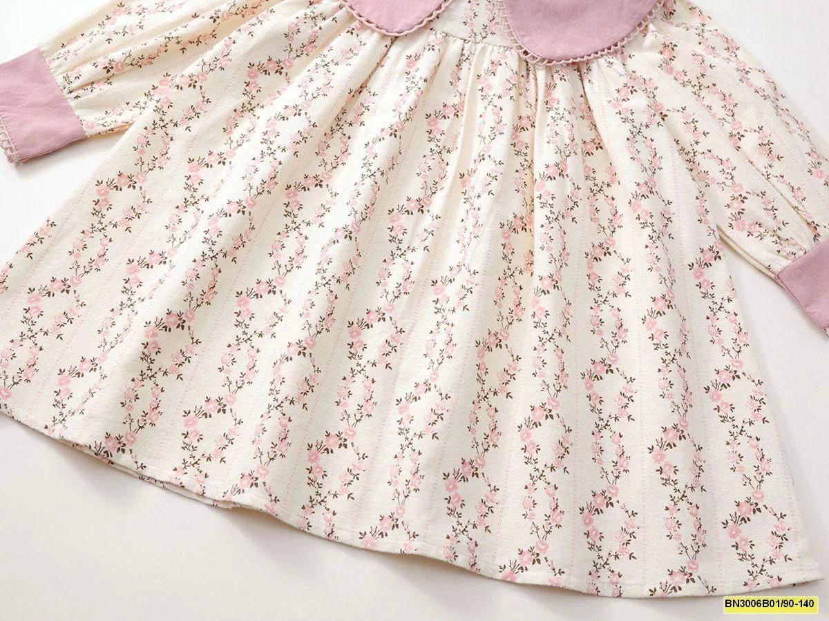 ĐẦM HOA CỔ SEN DÀI TAY