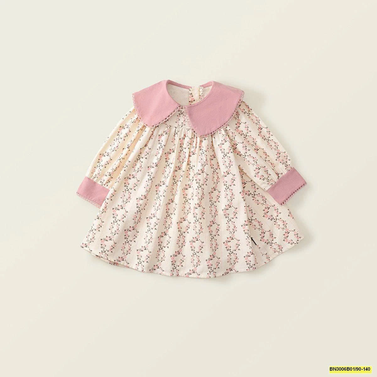 ĐẦM HOA CỔ SEN DÀI TAY