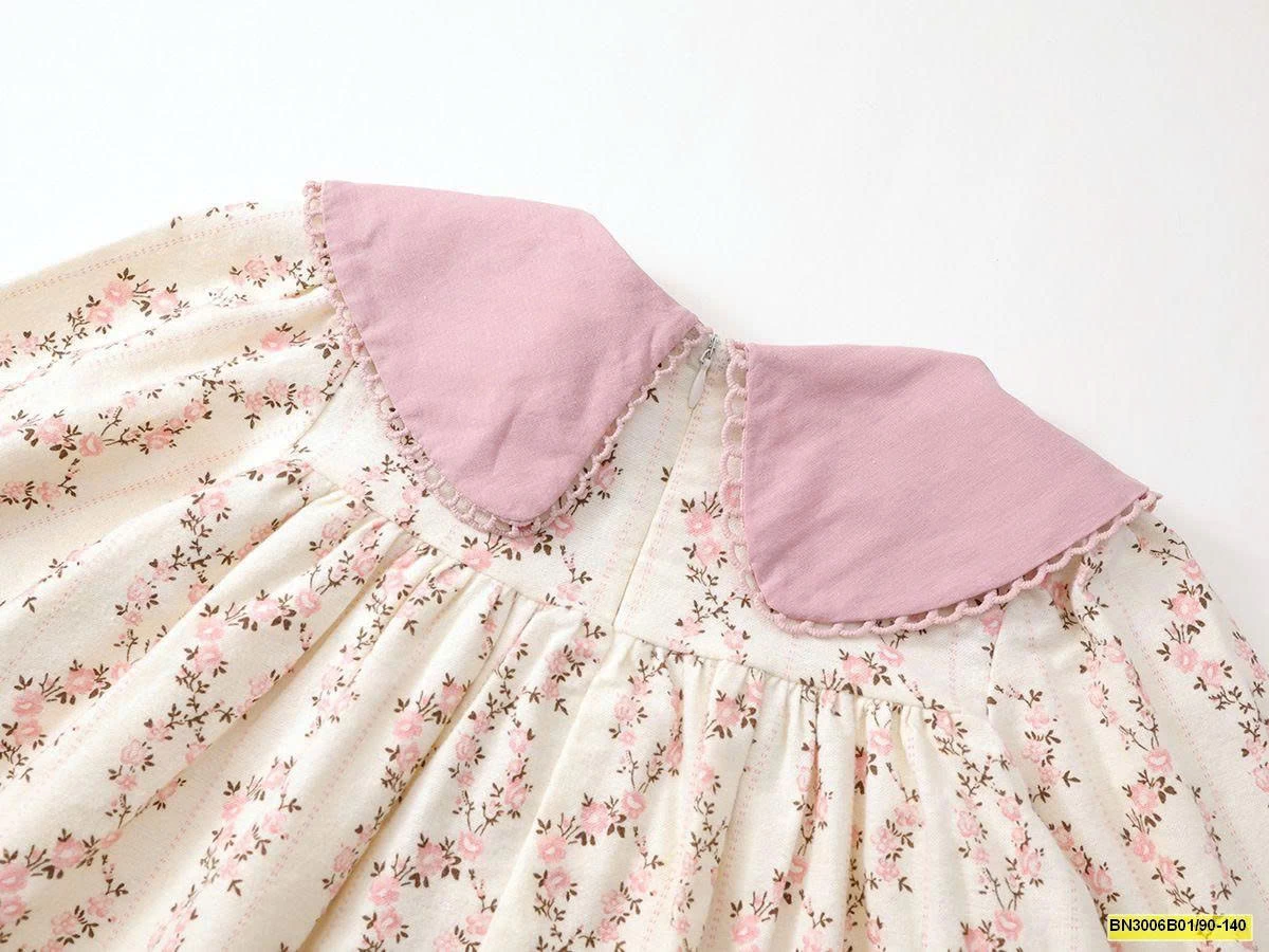 ĐẦM HOA CỔ SEN DÀI TAY