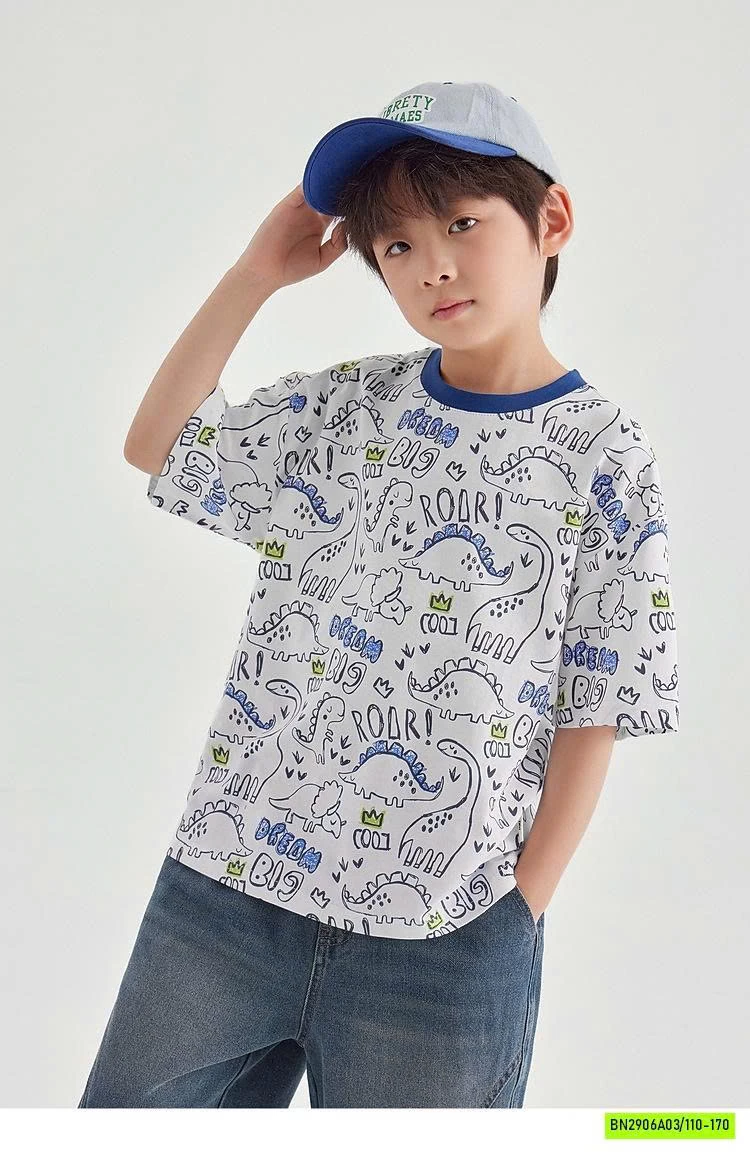 ÁO THUN IN KHỦNG LONG VIỀN CỔ