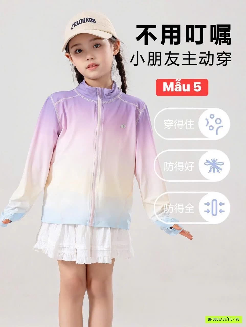 ÁO CHỐNG NẮNG PHỐI MÀU BÉ