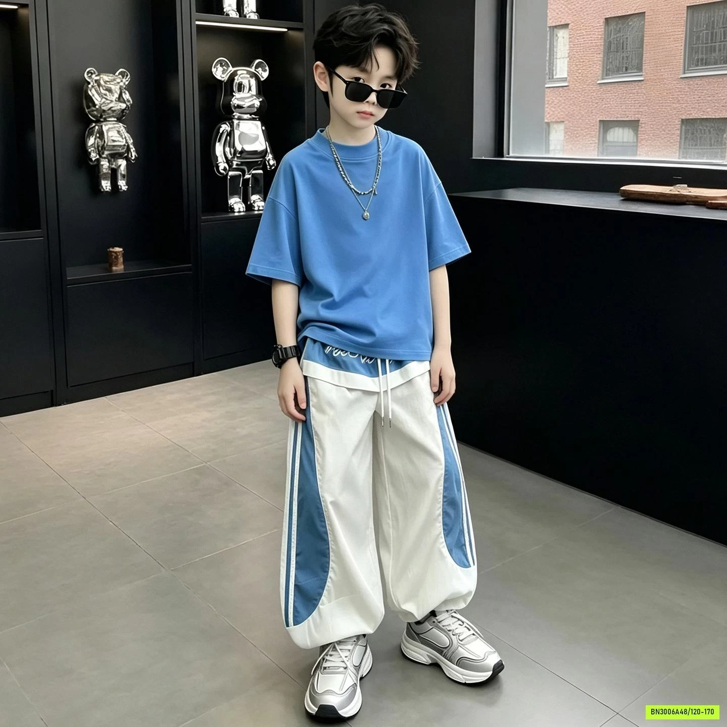 SÉT ÁO XANH MIX JOGGER GIÓ BÉ TRAI