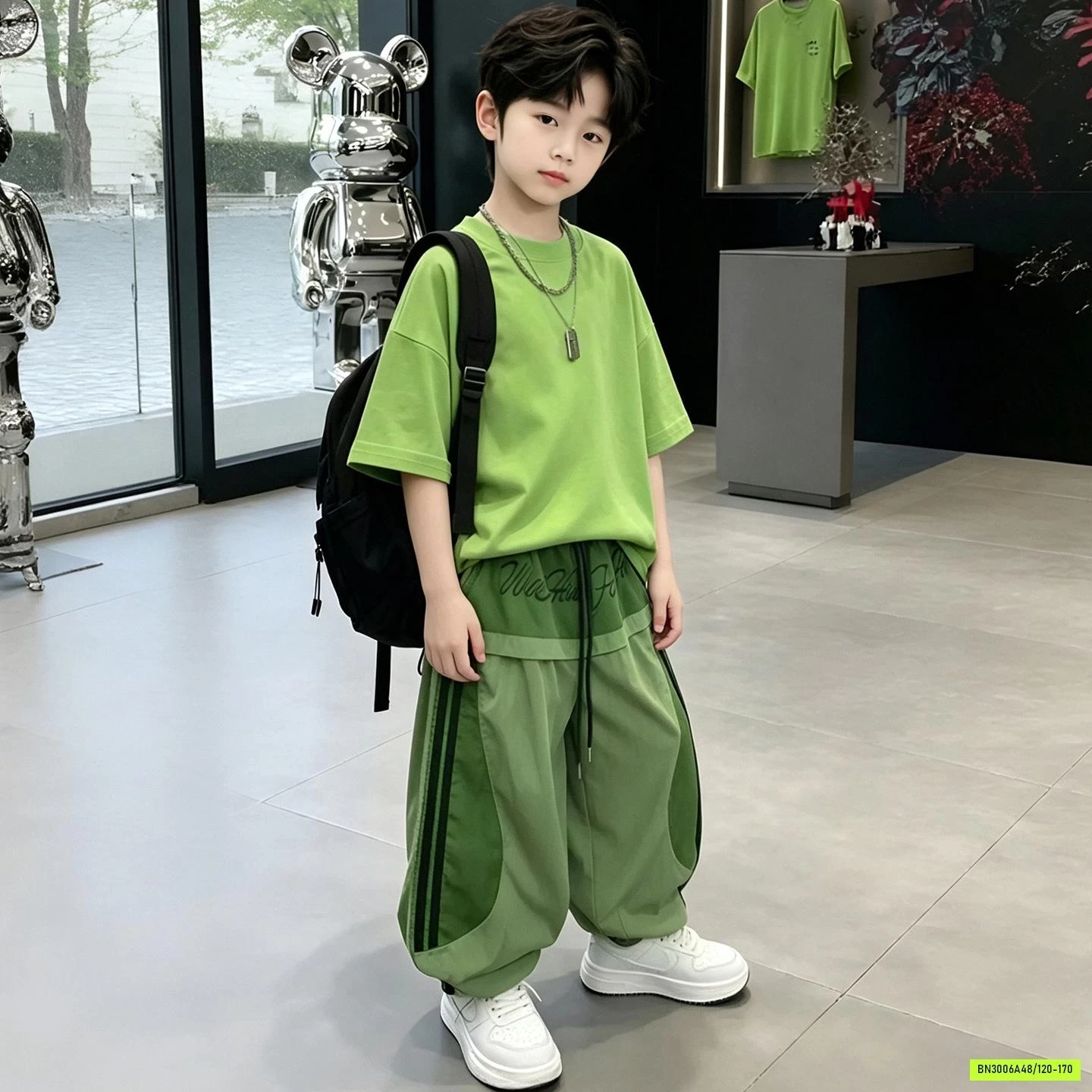 SÉT ÁO XANH MIX JOGGER GIÓ BÉ TRAI