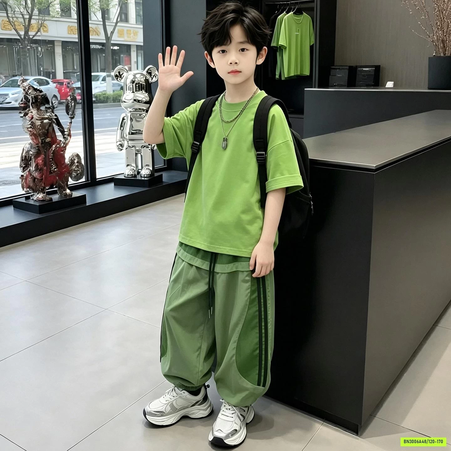 SÉT ÁO XANH MIX JOGGER GIÓ BÉ TRAI
