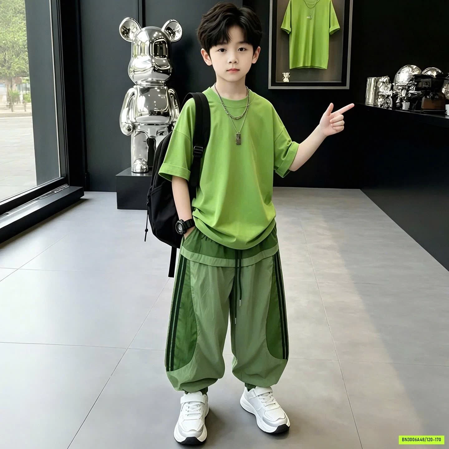 SÉT ÁO XANH MIX JOGGER GIÓ BÉ TRAI