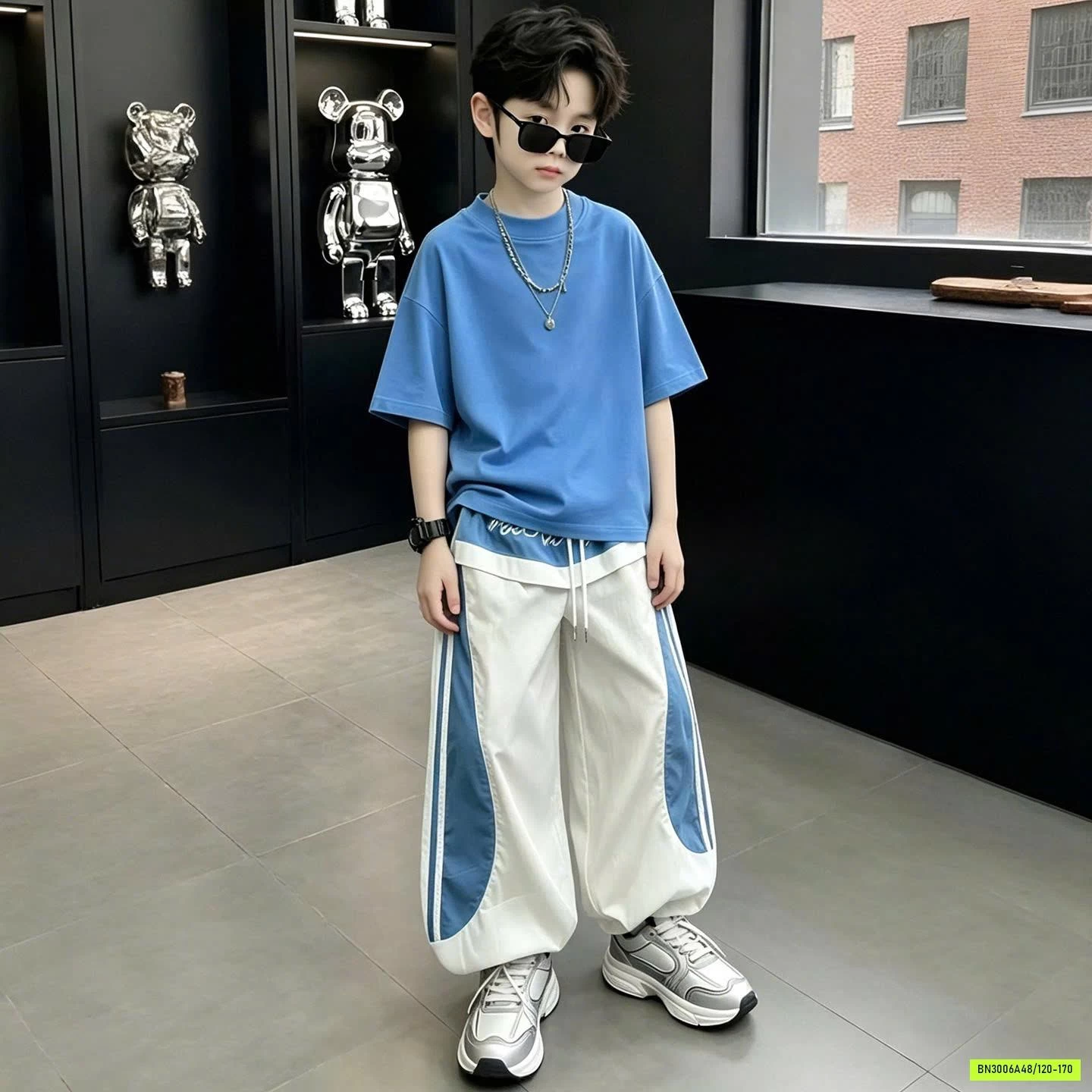SÉT ÁO XANH MIX JOGGER GIÓ BÉ TRAI