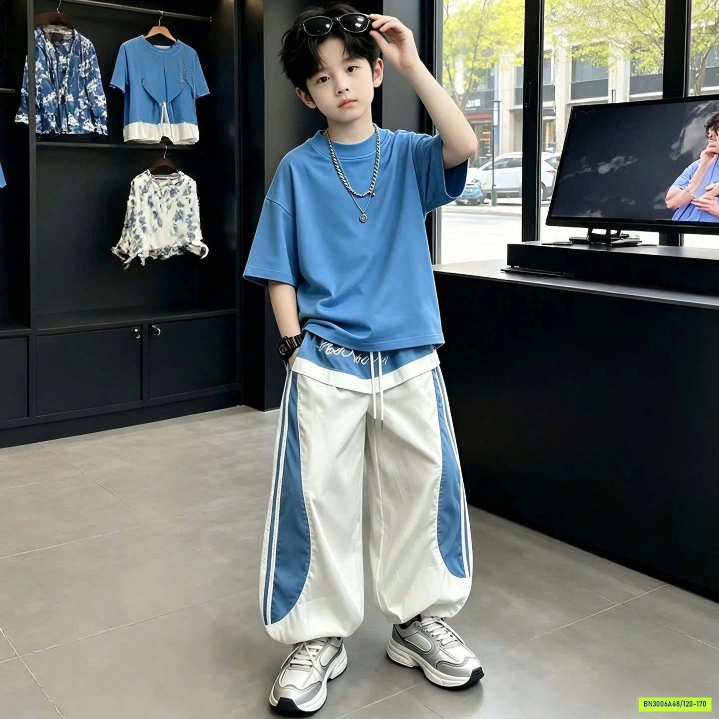 SÉT ÁO XANH MIX JOGGER GIÓ BÉ TRAI
