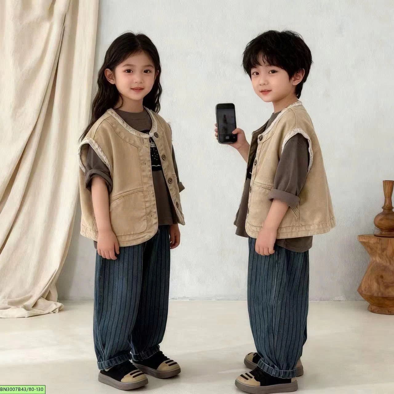 ÁO GILE JEAN HÀN QUỐC TONE NÂU