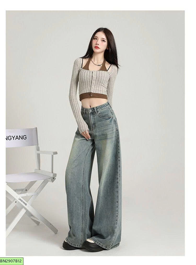 QUẦN JEAN ỐNG RỘNG BẠC MÀU