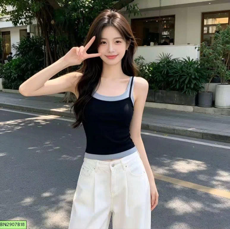 ÁO COTTON 2 DÂY 2 LỚP NỮ