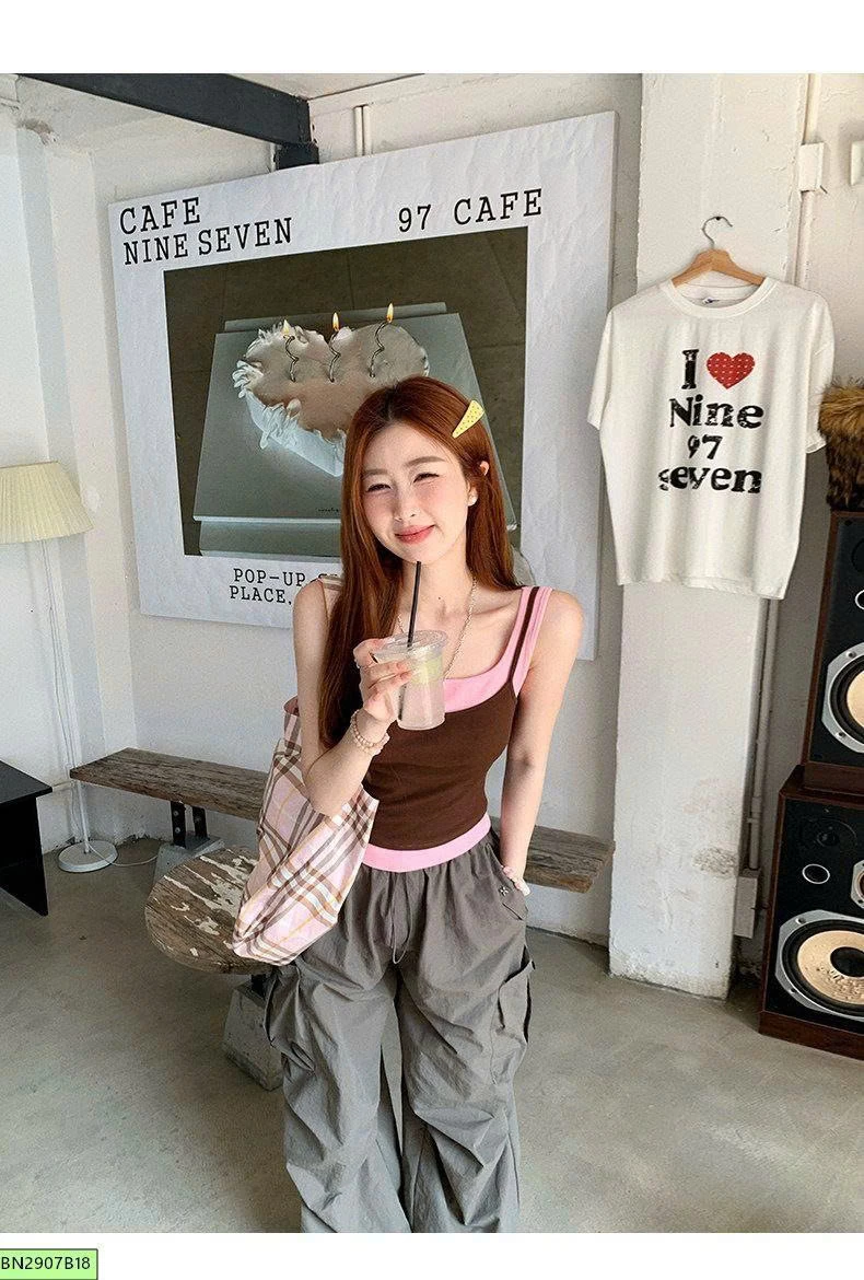 ÁO COTTON 2 DÂY 2 LỚP NỮ