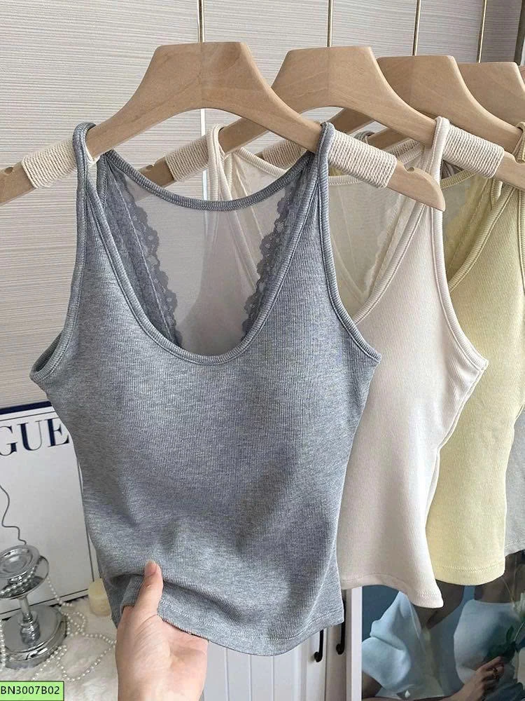 ÁO 2 DÂY COTTON VIỀN REN LƯNG