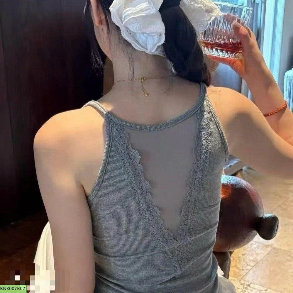 ÁO 2 DÂY COTTON VIỀN REN LƯNG