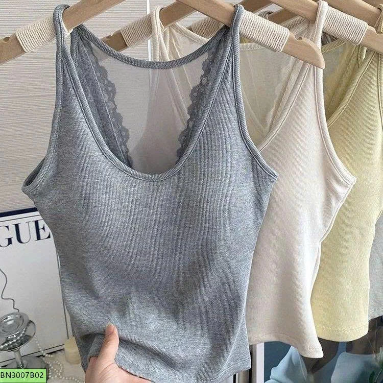 ÁO 2 DÂY COTTON VIỀN REN LƯNG