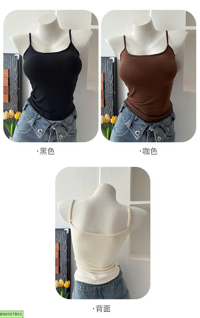 ÁO 2 DÂY COTTON KÈM ĐỆM NÂNG NGỰC