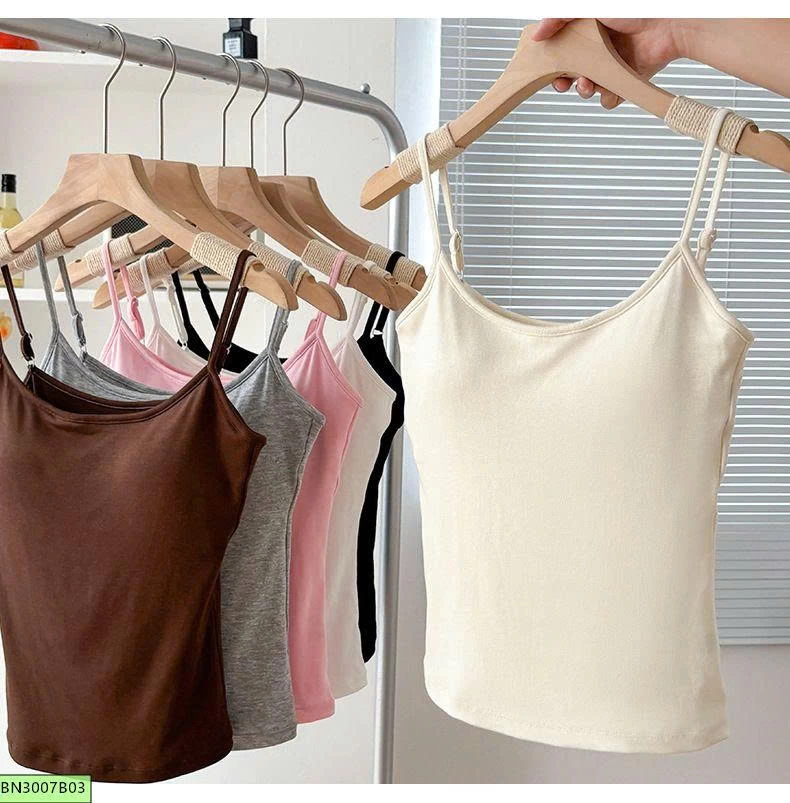 ÁO 2 DÂY COTTON KÈM ĐỆM NÂNG NGỰC