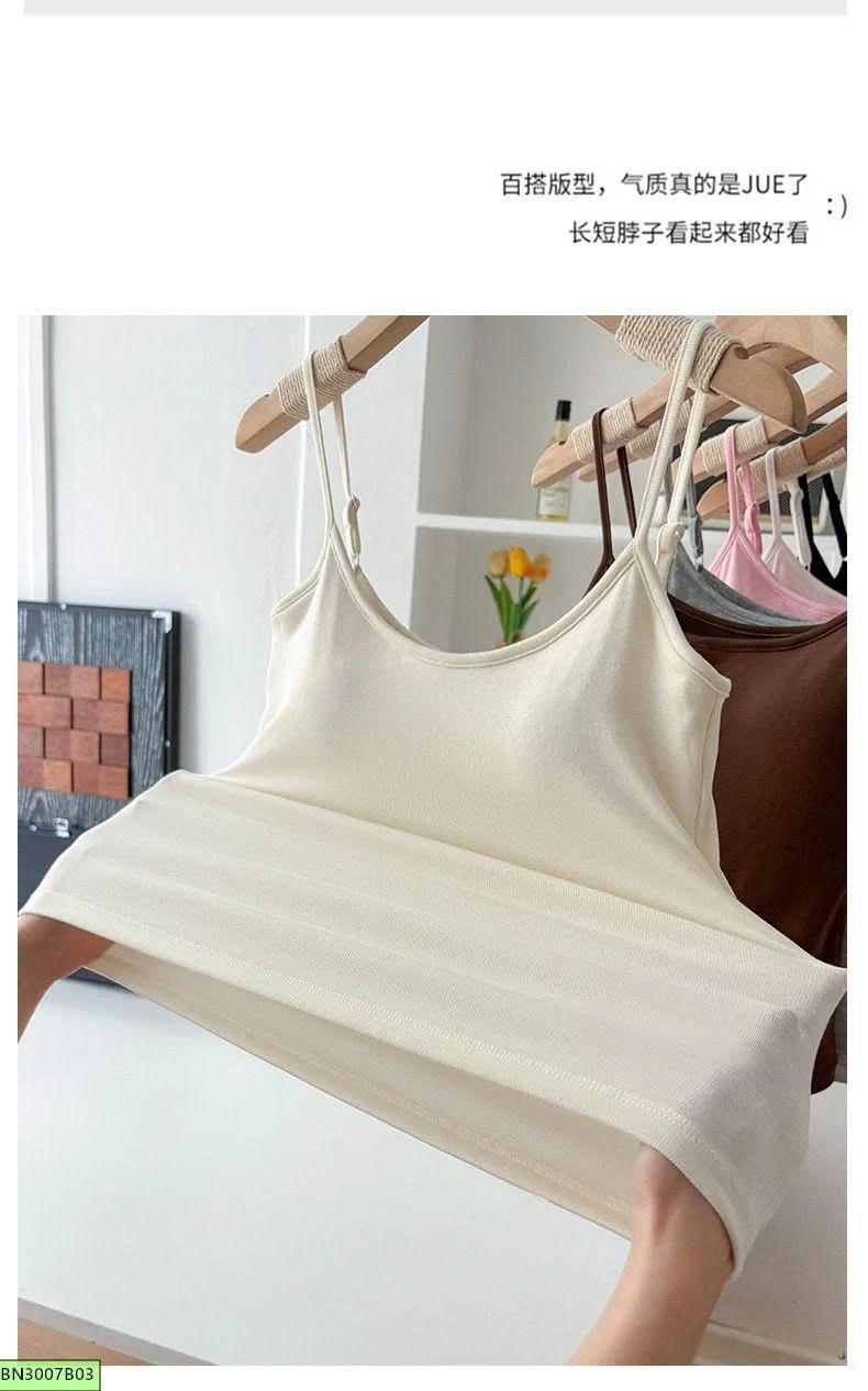 ÁO 2 DÂY COTTON KÈM ĐỆM NÂNG NGỰC