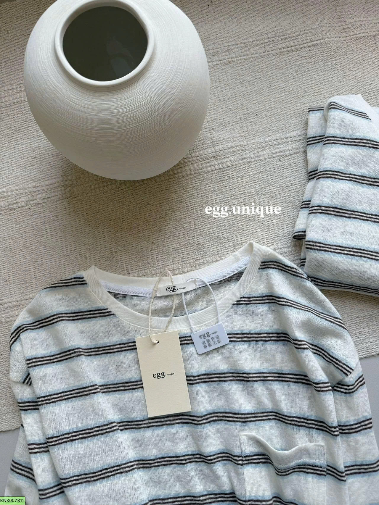 ÁO THUN MỎNG DỆT KẺ NGANG TÚI NGỰC