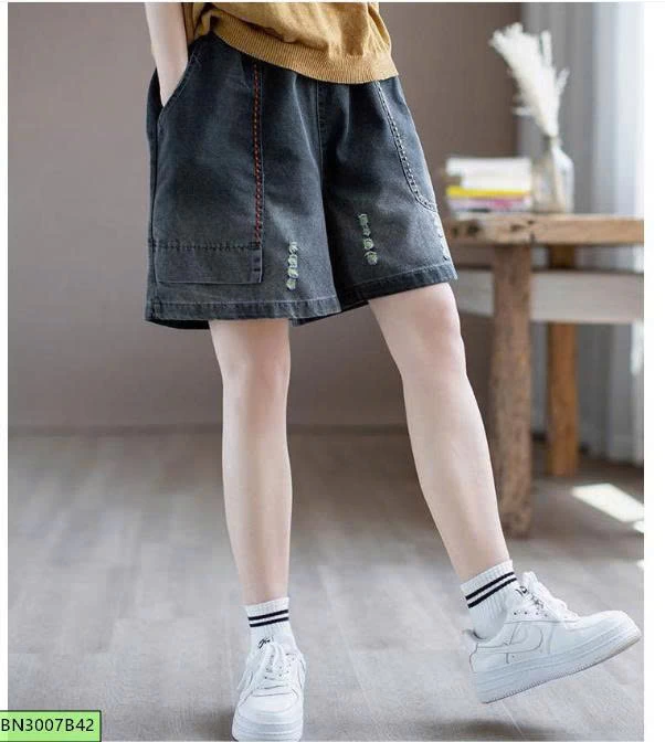 QUẦN SHORT JEAN TÚI CHỈ NỔI
