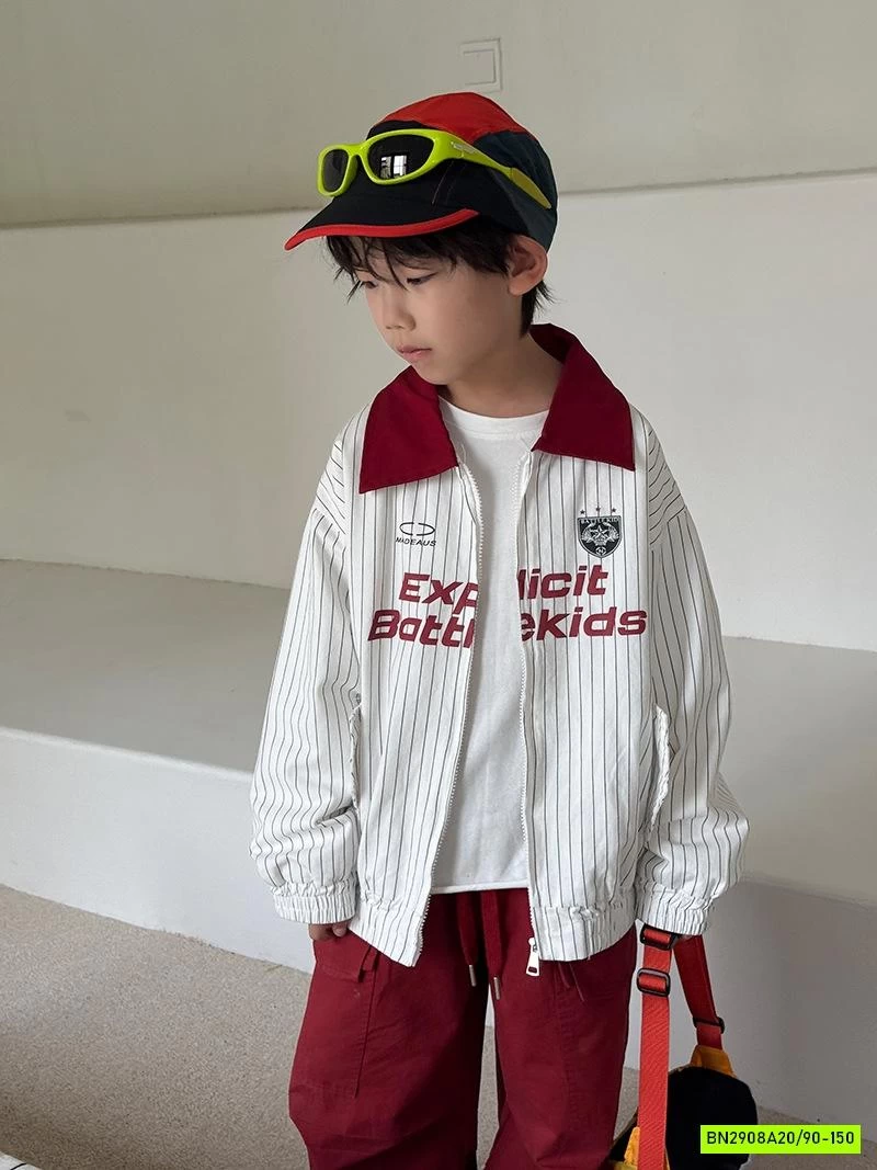 KHOÁC GIÓ SỌC CỔ PHỐI MÀU ĐỎ