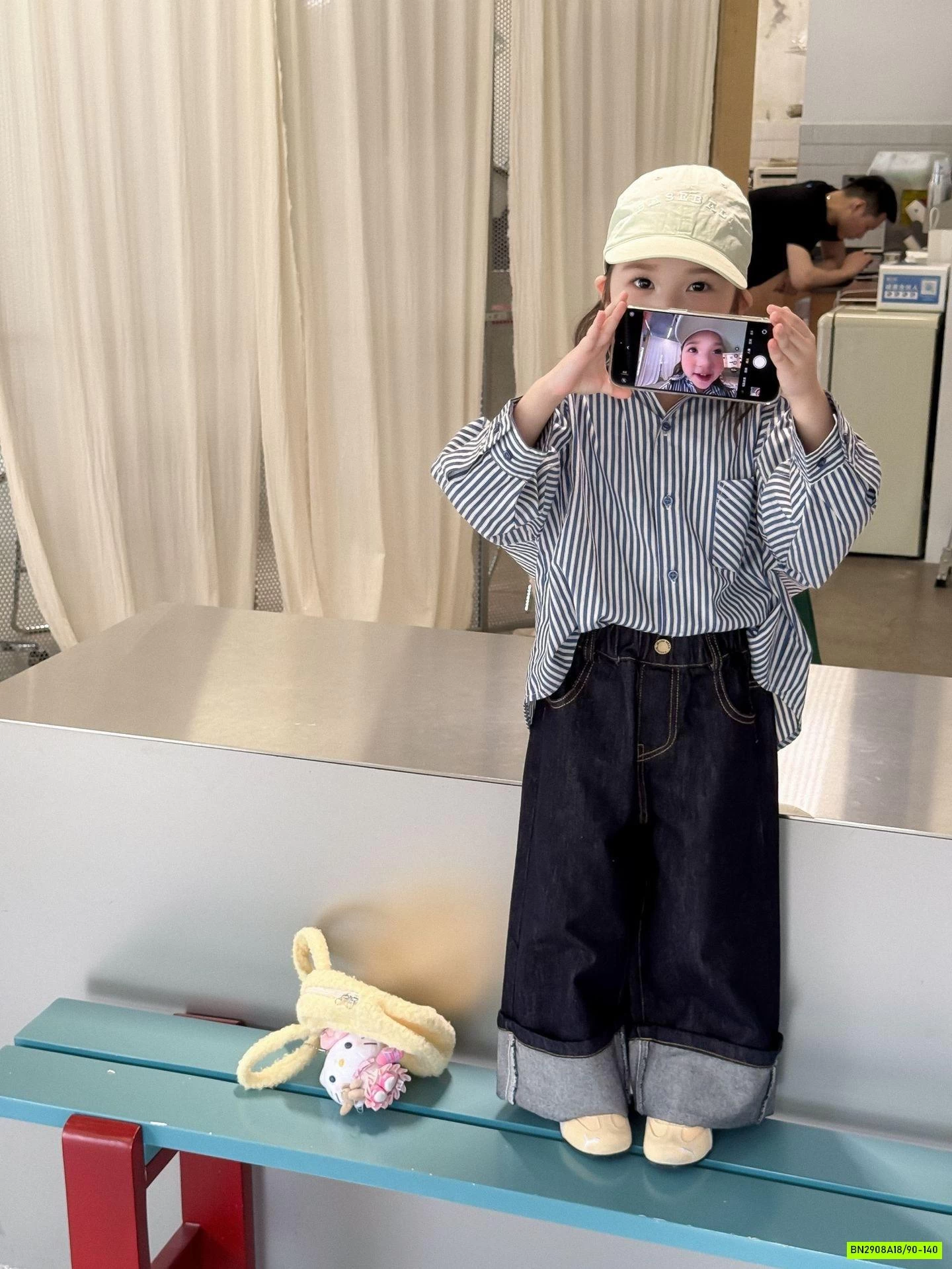 SƠ MI SỌC OVERSIZE MIX JEANS SUÔNG